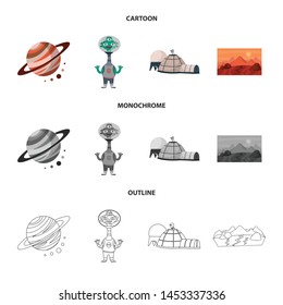 Vector design of astronomy and technology icon. Collection of astronomy and sky stock symbol for web.