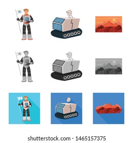Vector design of astronomy and technology icon. Set of astronomy and sky stock symbol for web.