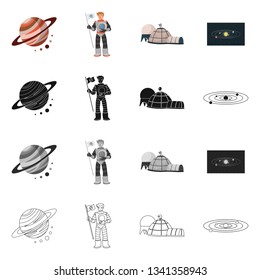 Vector design of astronomy and technology  logo. Collection of astronomy and sky stock vector illustration.