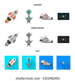 Vector design of astronomy and technology  logo. Set of astronomy and sky stock vector illustration.