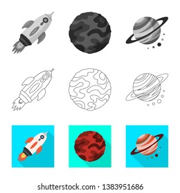 Vector design of astronomy and technology  logo. Collection of astronomy and sky stock symbol for web.