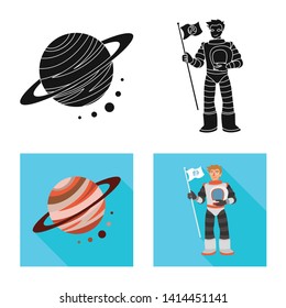 Vector design of astronomy and technology  logo. Set of astronomy and sky stock vector illustration.
