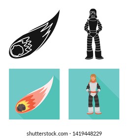 Vector design of astronomy and technology  logo. Collection of astronomy and sky vector icon for stock.