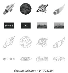 Vector design of astronomy and technology logo. Collection of astronomy and sky stock vector illustration.