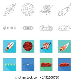 Vector design of astronomy and technology logo. Set of astronomy and sky vector icon for stock.