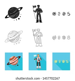 Vector design of astronomy and technology logo. Collection of astronomy and sky stock symbol for web.