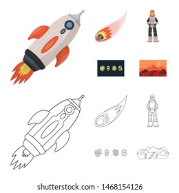 Vector design of astronomy and technology logo. Collection of astronomy and sky stock symbol for web.