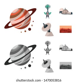 Vector design of astronomy and technology logo. Set of astronomy and sky stock symbol for web.
