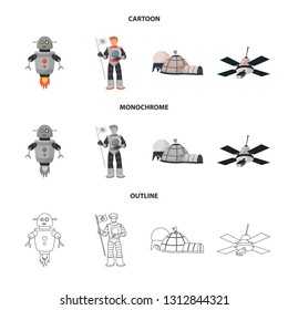 Vector design of astronomy and technology  sign. Set of astronomy and sky stock vector illustration.