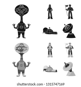 Vector design of astronomy and technology  sign. Collection of astronomy and sky vector icon for stock.