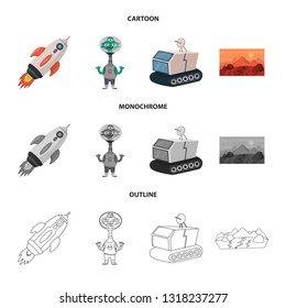 Vector design of astronomy and technology  sign. Collection of astronomy and sky stock vector illustration.