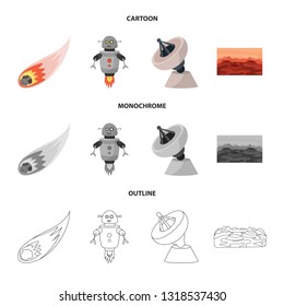 Vector design of astronomy and technology  sign. Collection of astronomy and sky stock vector illustration.