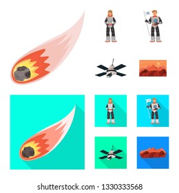 Vector design of astronomy and technology  sign. Set of astronomy and sky vector icon for stock.
