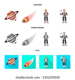 Vector design of astronomy and technology  sign. Set of astronomy and sky stock vector illustration.