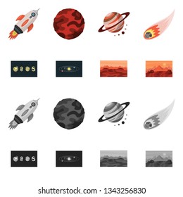 Vector design of astronomy and technology  sign. Collection of astronomy and sky stock vector illustration.