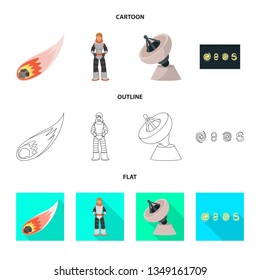 Vector design of astronomy and technology  sign. Set of astronomy and sky vector icon for stock.