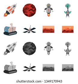 Vector design of astronomy and technology  sign. Set of astronomy and sky stock vector illustration.