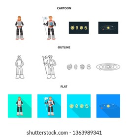Vector design of astronomy and technology  sign. Set of astronomy and sky stock vector illustration.