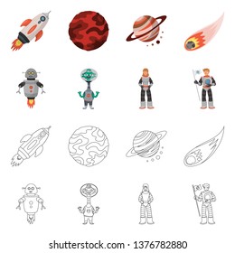 Vector design of astronomy and technology  sign. Collection of astronomy and sky stock symbol for web.