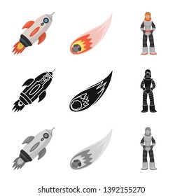Vector design of astronomy and technology  sign. Set of astronomy and sky vector icon for stock.