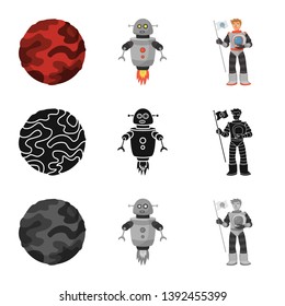 Vector design of astronomy and technology  sign. Collection of astronomy and sky stock vector illustration.