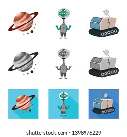 Vector design of astronomy and technology  sign. Set of astronomy and sky stock vector illustration.