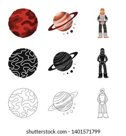 Vector design of astronomy and technology  sign. Collection of astronomy and sky vector icon for stock.