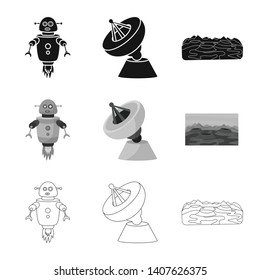 Vector design of astronomy and technology  sign. Set of astronomy and sky vector icon for stock.