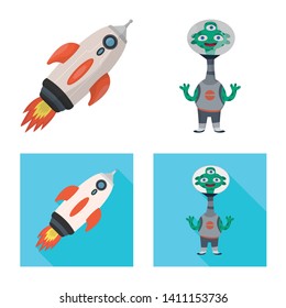 Vector design of astronomy and technology  sign. Collection of astronomy and sky stock symbol for web.