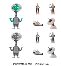 Vector design of astronomy and technology sign. Collection of astronomy and sky vector icon for stock.