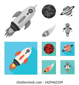 Vector design of astronomy and technology sign. Set of astronomy and sky vector icon for stock.