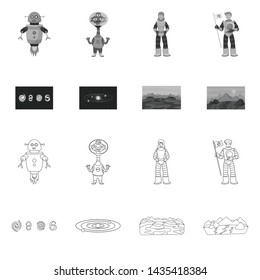 Vector design of astronomy and technology sign. Collection of astronomy and sky stock vector illustration.
