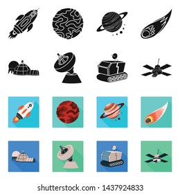 Vector design of astronomy and technology sign. Collection of astronomy and sky stock symbol for web.