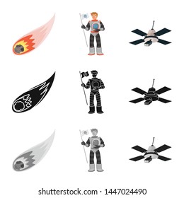 Vector design of astronomy and technology sign. Set of astronomy and sky stock vector illustration.