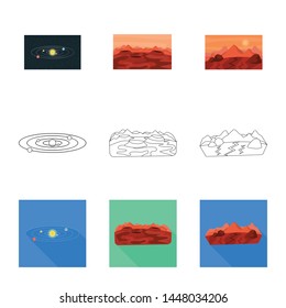 Vector design of astronomy and technology sign. Set of astronomy and sky vector icon for stock.