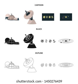 Vector design of astronomy and technology sign. Collection of astronomy and sky vector icon for stock.
