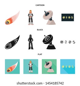 Vector design of astronomy and technology sign. Set of astronomy and sky stock symbol for web.