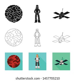 Vector design of astronomy and technology sign. Set of astronomy and sky vector icon for stock.