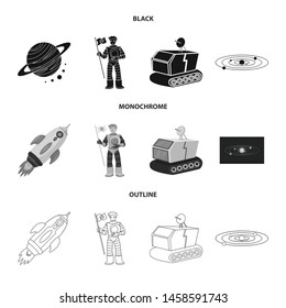 Vector design of astronomy and technology sign. Collection of astronomy and sky stock vector illustration.