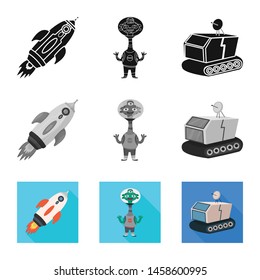 Vector design of astronomy and technology sign. Set of astronomy and sky stock symbol for web.