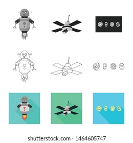Vector design of astronomy and technology sign. Set of astronomy and sky stock symbol for web.