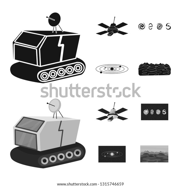 Vector design of astronomy and\
technology  sign. Set of astronomy and sky vector icon for\
stock.