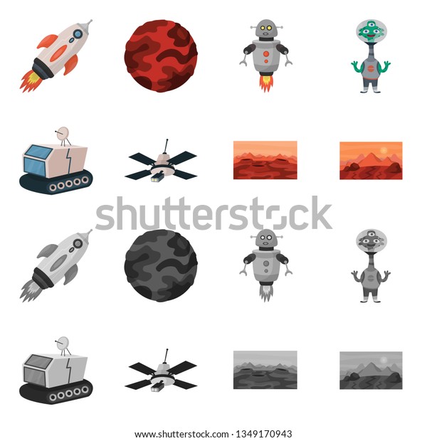 Vector design of astronomy and\
technology  sign. Set of astronomy and sky stock vector\
illustration.