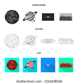 Vector design of astronomy and technology  symbol. Collection of astronomy and sky stock vector illustration.