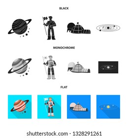 Vector design of astronomy and technology  symbol. Collection of astronomy and sky stock vector illustration.