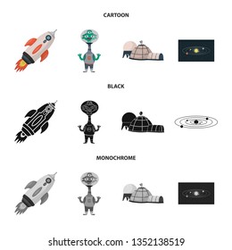 Vector design of astronomy and technology  symbol. Collection of astronomy and sky stock vector illustration.