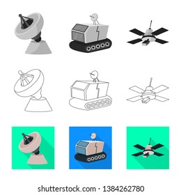 Vector design of astronomy and technology  symbol. Collection of astronomy and sky stock vector illustration.