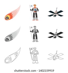 Vector design of astronomy and technology  symbol. Collection of astronomy and sky stock vector illustration.
