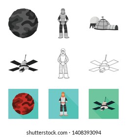 Vector design of astronomy and technology  symbol. Collection of astronomy and sky stock vector illustration.