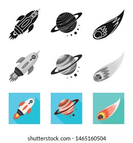 Vector design of astronomy and technology symbol. Collection of astronomy and sky stock symbol for web.